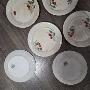 Alfred Meakin Ironstone Cherry Pattern 9" Dinner Plates Victorian Edwardian